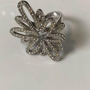 Swarovski Silver Crystal Snowflake Ring  size 8